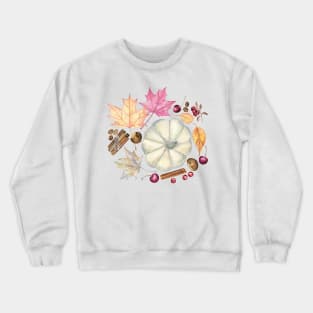 Autumn Pumpkin, Maple Leaves and Spices Crewneck Sweatshirt